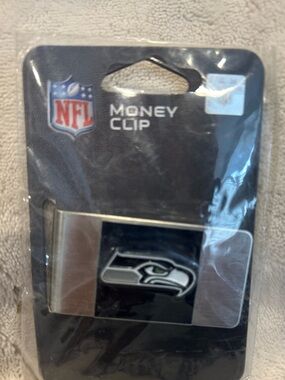 NFL Seattle Seahawks Black and Silver Money Clip with Team Logo